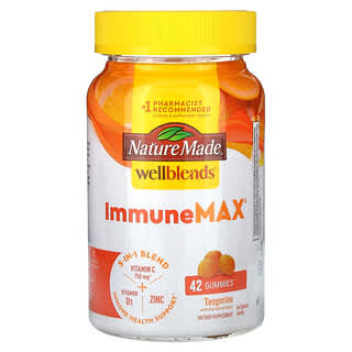 Nature Made, Wellblends, ImmuneMax, жевательные таблетки, со вкусом мандарина, 42 жевательные таблетки