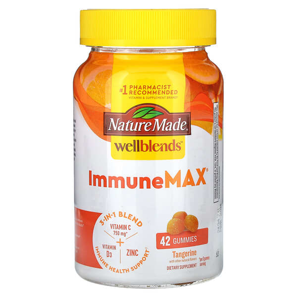 Nature Made, Wellblends, ImmuneMax Gummies, Tangerine, 42 Gummies