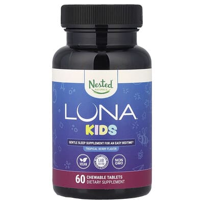 Nested Naturals, Luna, Children's, Gentle Sleep Support, Tropical Berry Flavor, 60 Chewable Tablets