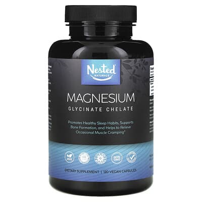 Nested Naturals, Magnesium Glycinate Chelate, 200 mg, 120 Vegan Capsules (100 mg each capsule)