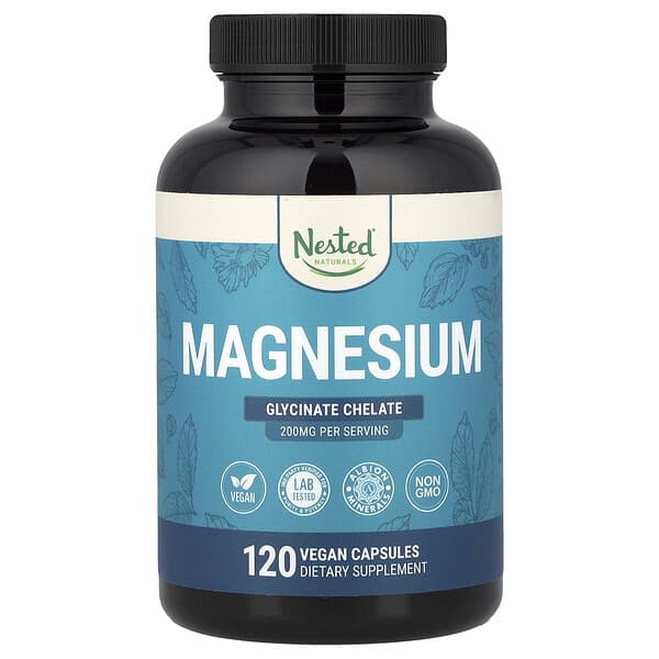 Nested Naturals, Magnesium, Glycinate Chelate, 120 Vegan Capsules (100 mg per Capsule) — product photo 1