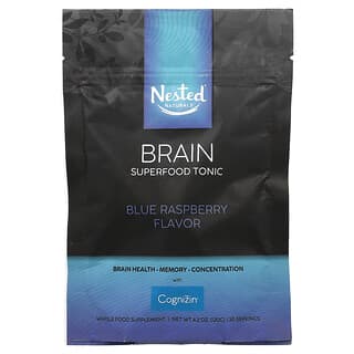 Nested Naturals, Tonik Brain Superfood, niebieska malina, 120 g