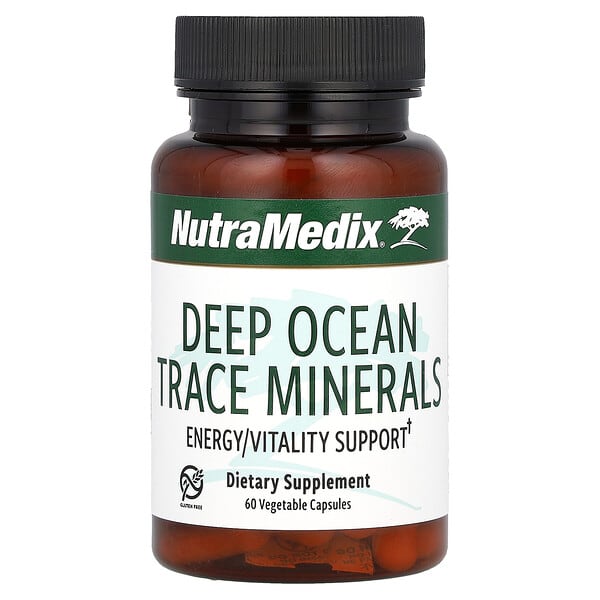 Deep Ocean Trace Minerals, Energy/Vitality Support, 60 Vegetable Capsules (500 mg per Capsule)