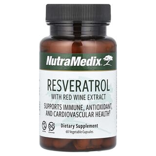 NutraMedix, Ресвератрол с экстрактом красного вина, 60 растительных капсул
