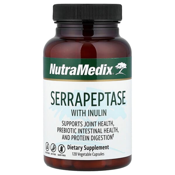 NutraMedix（ニュートラメディックス）, イヌリン配合セラペプターゼ、ベジカプセル120粒（1粒あたり500mg）
