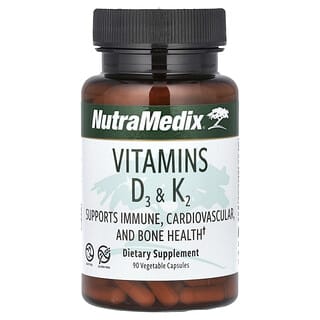 NutraMedix, Vitamins D3 & K2, Vitamine D3 und K2, 90 pflanzliche Kapseln