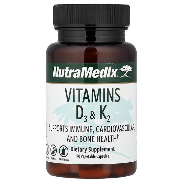 NutraMedix, Vitamins D3 & K2, 90 Vegetable Capsules