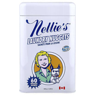 Nellie's, Laundry Nuggets, Unscented, 60 Nuggets Sachets, 1.85 lb (840 g)