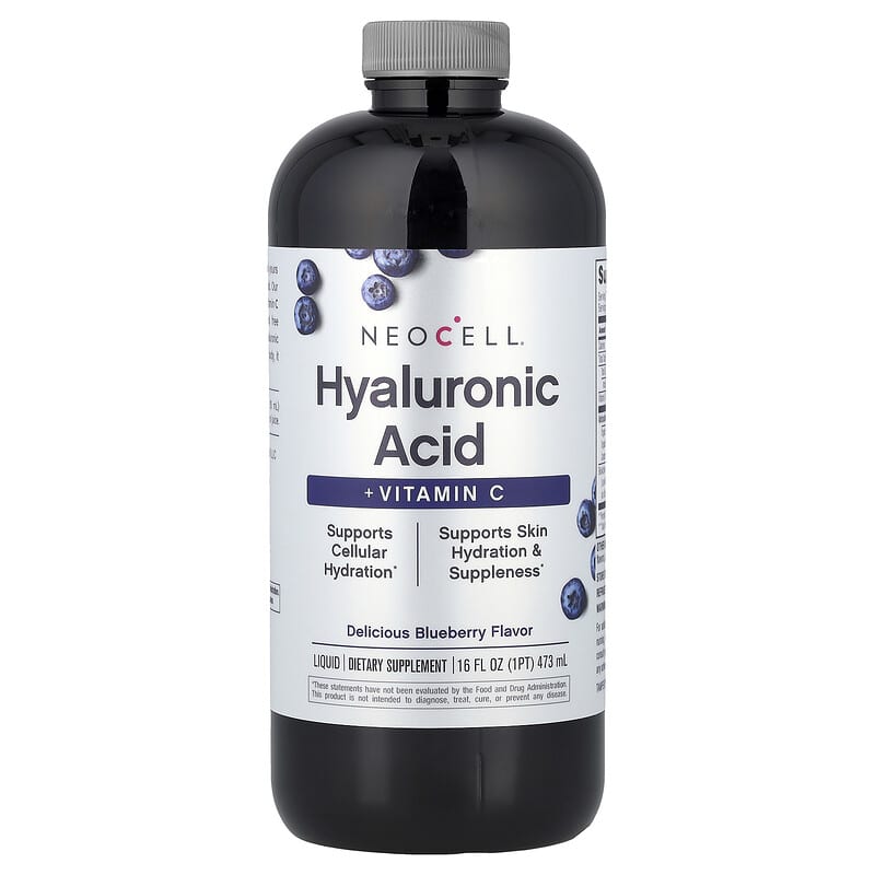 neocell glutathione Liquid Hyaluronic Acid + Vitamin C, Delicious Blueberry, 16 fl oz (473 ml)
