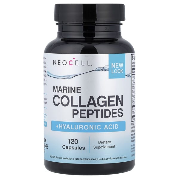 NeoCell, Marine Collagen Peptides + Hyaluronic Acid, 120 Capsules