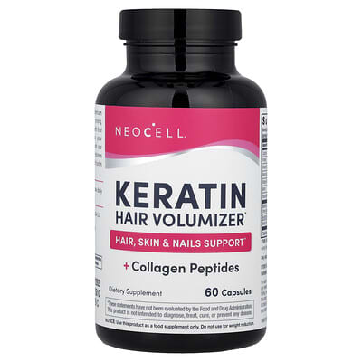 NeoCell, Keratin Hair Volumiser + Collagen Peptides, 60 Capsules