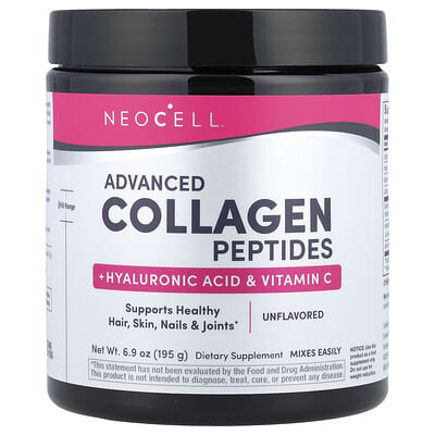 NeoCell, Advanced Collagen Peptides + Hyaluronic Acid & Vitamin C, Original, 6.9 oz (195 g)