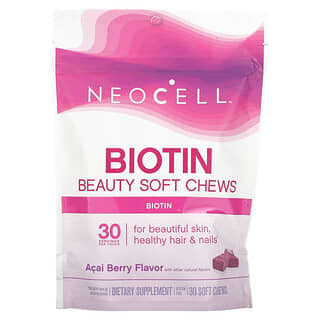 Neocell, Biotin Beauty Soft Chews,  Acai Berry Flavor, 10,000 mcg , 30 Soft Chews