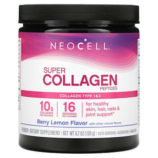 Neocell‏, Super Collagen Peptides, Type 1 & 3, Berry Lemon, 6.7 oz (190 g)