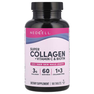 NeoCell, Супер колаген + витамин С и биотин, 180 таблетки