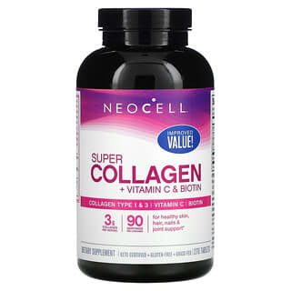 NeoCell, Super Collagen, колаген із вітаміном C та біотином, 270 таблеток