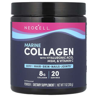 NeoCell, Colágeno marino en polvo con ácido hialurónico, MSM y vitamina C, Sin sabor, 200 g (7 oz)