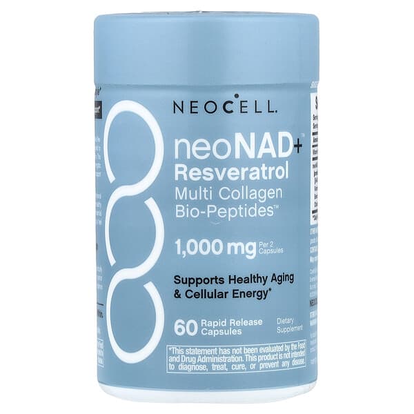 NeoCell, neoNad+™ Resveratrol, Multi Collagen Bio-Peptides™, 60 Rapid Release Capsules — product photo 1