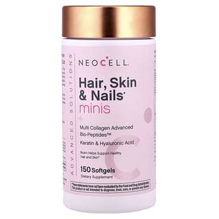 NeoCell, Advanced Bio-Peptides™, Cabello, Piel, uñas, Minis + Multicolágeno, 150 cápsulas blandas