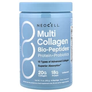 NeoCell, Proteína con múltiples colágenos y biopéptidos, Proteína con biopéptidos, Sin sabor, 283 g (10 oz)
