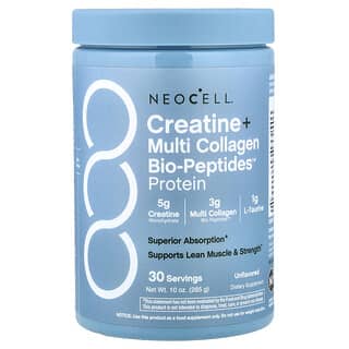 NeoCell, Creatine+, Proteína con múltiples biopéptidos y colágeno, Sin sabor, 285 g (10 oz)