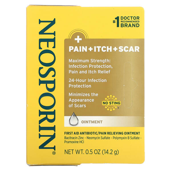 Neosporin‏, Pain + Itch + Scar Ointment, 0.5 oz (14.2 g)