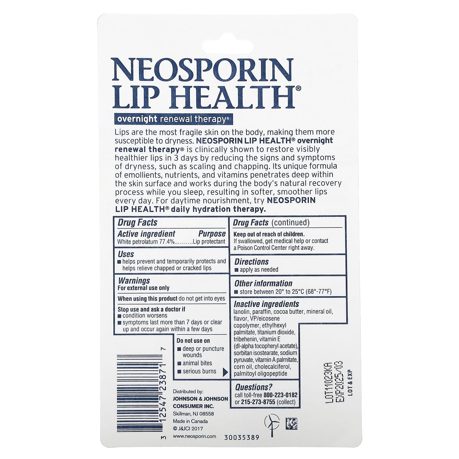 Neosporin, Lip Health, Overnight Renewal Therapy, 0.27 oz (7.7 g)