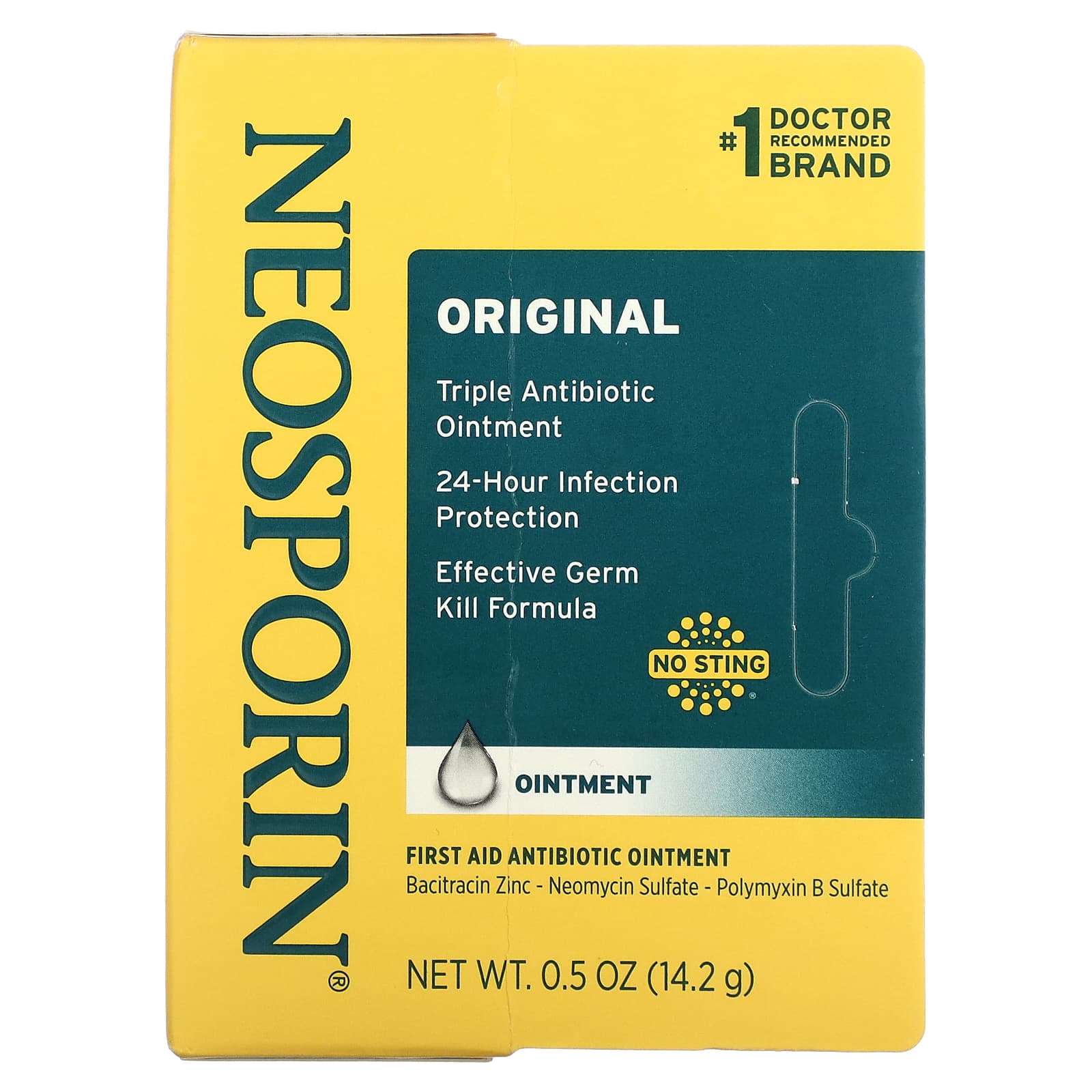 Neosporin‏, משחה אנטיביוטית עזרה ראשונה, מקורית, 14.2 גרם (0.5 אונקיות)