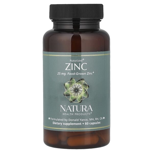 Natura Health Products, Naturized® 아연, 25mg, 캡슐 60정