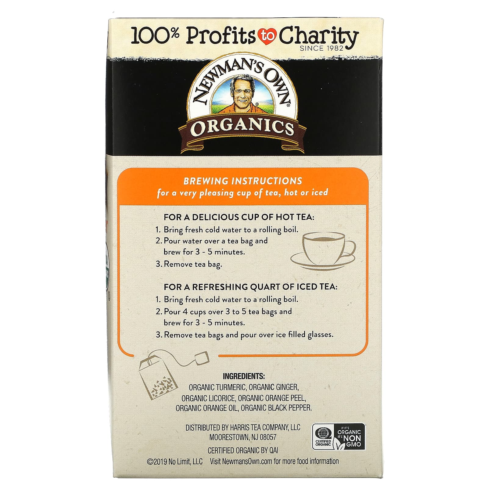 Newman's Own Organics, Herbal Tea, Turmeric Ginger, Caffeine Free, 20