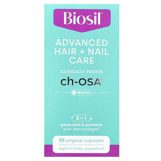 Biosil, Cuidado avanzado para el cabello y las uñas con biotina, 30 cápsulas originales
