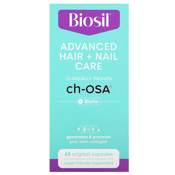BioSil, 高級頭髮和指甲護理，60 粒原味膠囊