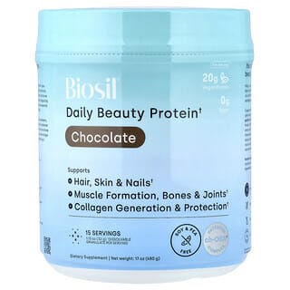 Biosil, Daily Beauty Protein, Proteine zur täglichen Schönheit, Schokolade, 480 g (17 oz.)