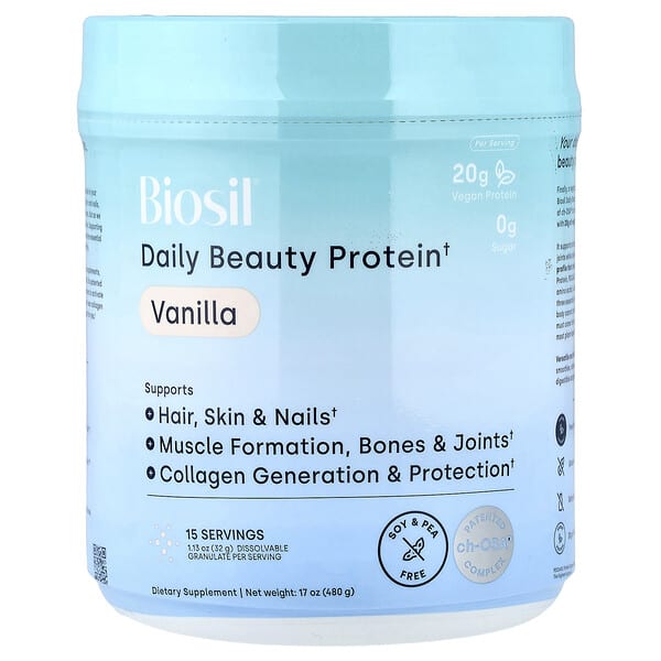 Biosil, 데일리 뷰티 프로틴, 바닐라 맛, 480g(17oz)