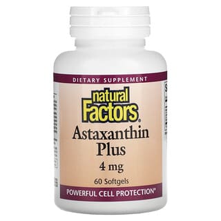 Natural Factors, Astaxantina más, 4 mg, 60 cápsulas blandas