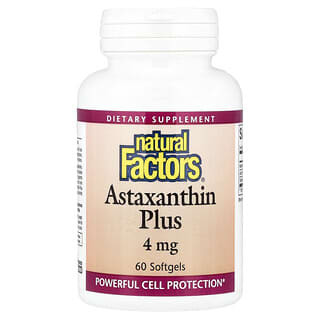 Natural Factors, Astaxanthin Plus, астаксантин, 4 мг, 60 капсул