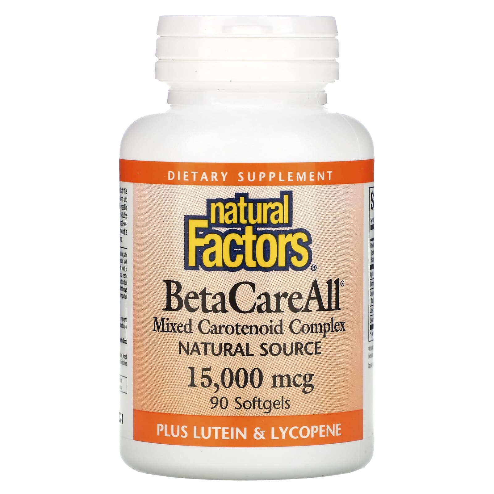 Natural Factors, BetaCareAll（ベータケアオール）、15,000mcg、ソフトジェル90粒