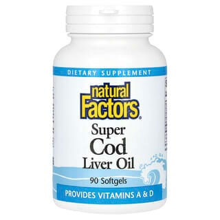Natural Factors, Aceite de hígado de bacalao súper, 90 geles blandos