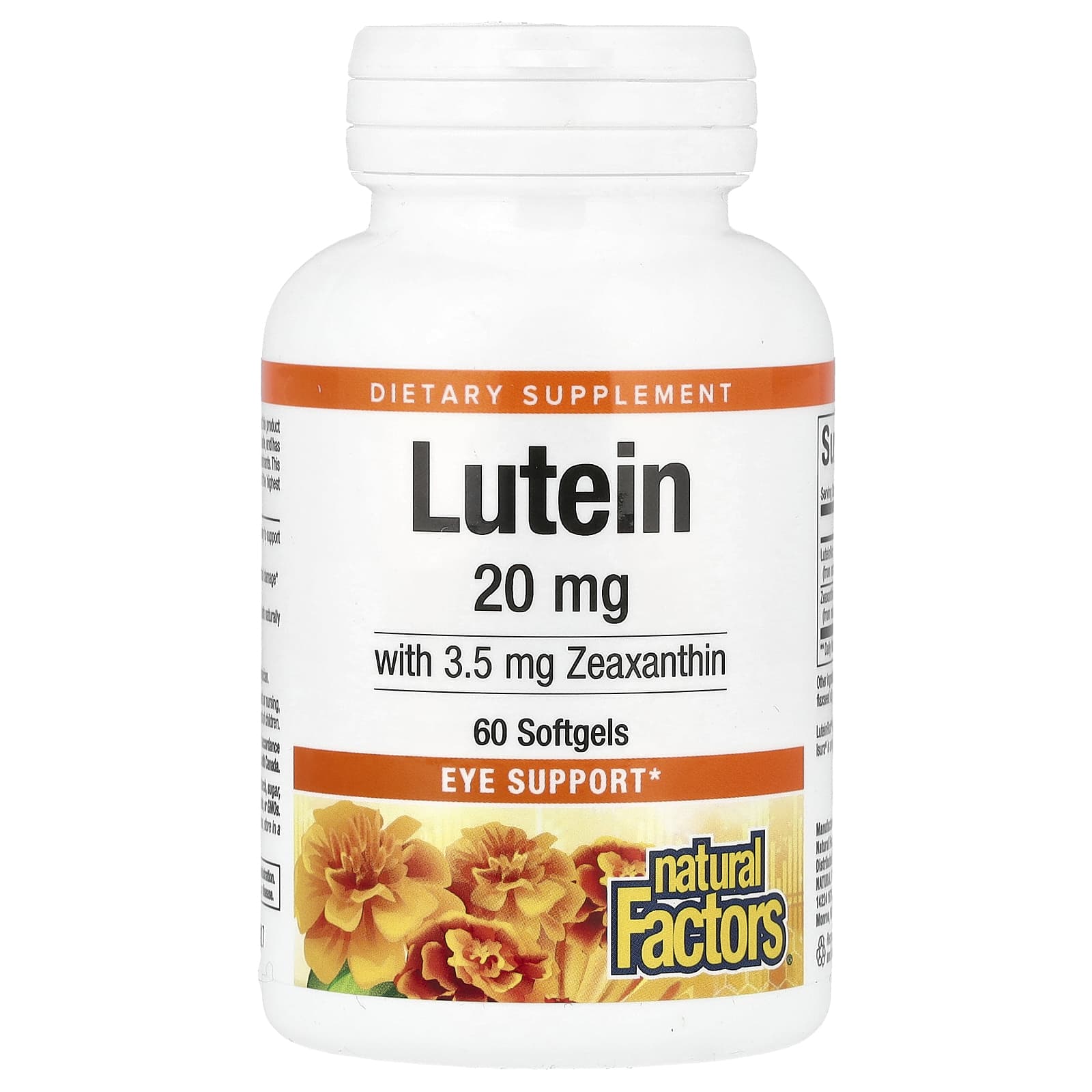 ルテイン、20mg、ソフトジェル60粒