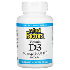 Natural Factors, Vitamine D3, 50 µg (2000 UI), 90 comprimés