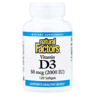 Natural Factors (내추럴팩터스), 비타민D3, 50mcg(2,000IU), 소프트젤 120정
