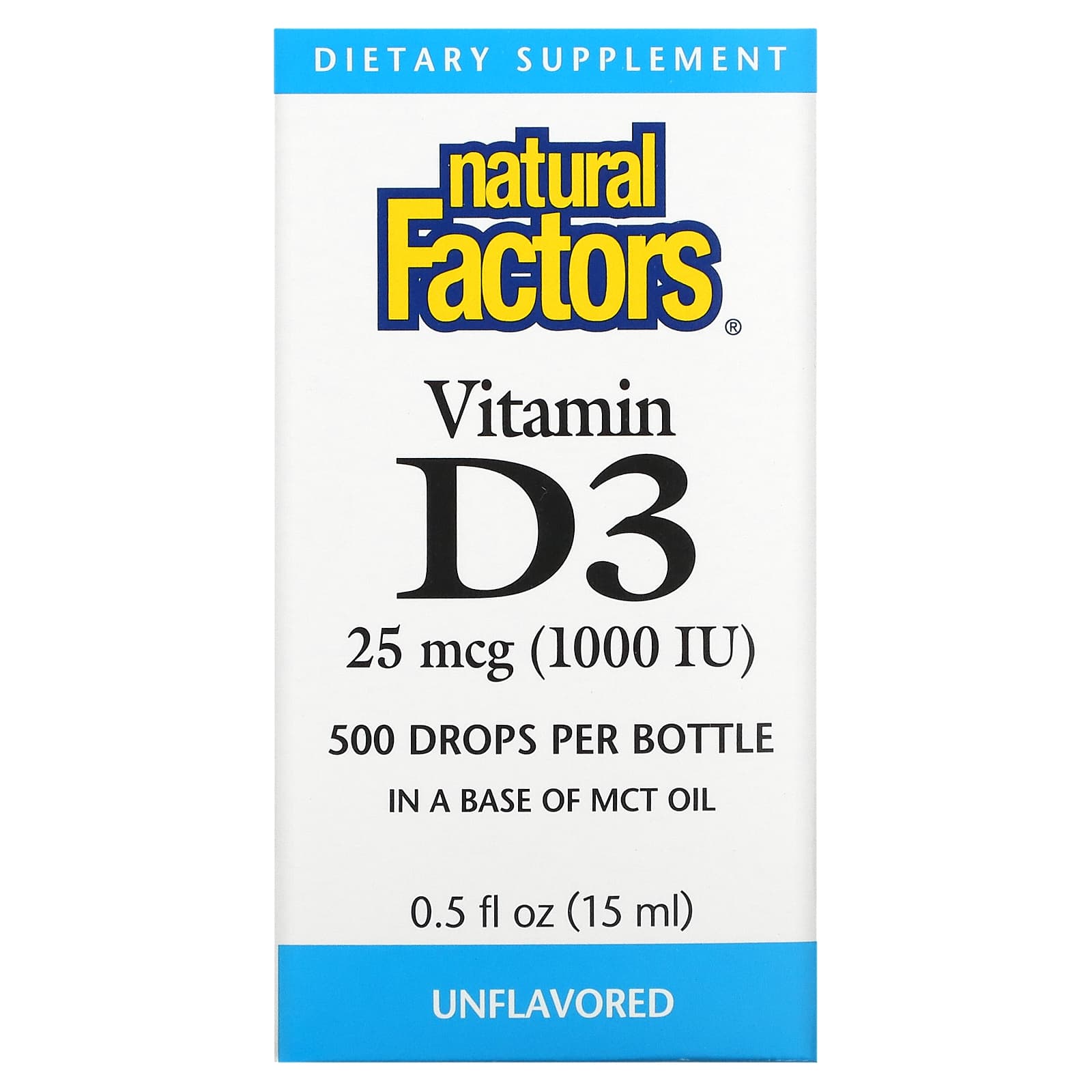 Natural Factors Vitamin D3 Drops Unflavored 25 Mcg 1 000 IU 0 5   32 