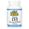 Vitamina D3, 125 mcg (5000 UI), 240 cápsulas blandas