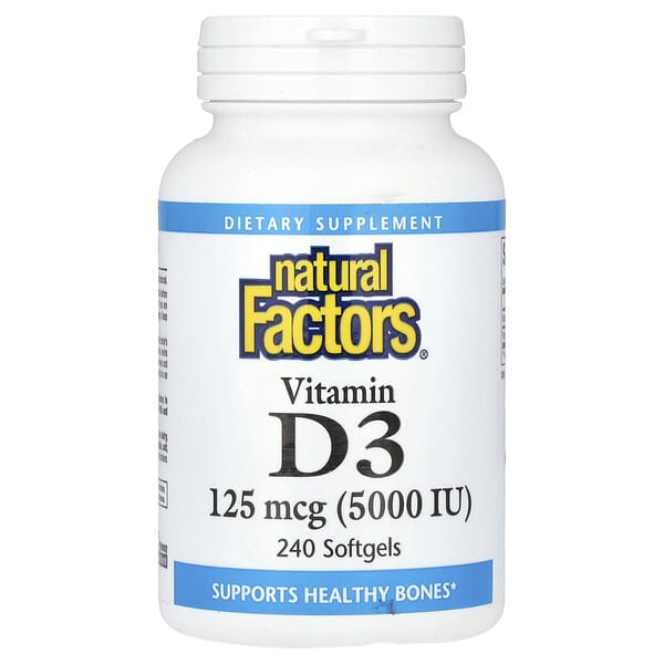 Vitamin D3, 125 mcg (5000 IU), 240 Softgels