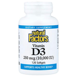Natural Factors, D3-vitamin, 250 mcg (10 000 NE), 120 lágyzselé