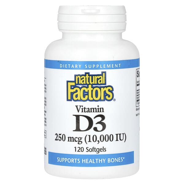 Vitamin D3, 250 mcg (10000 IU), 120 Softgels