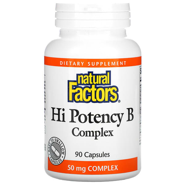 Natural Factors‏, Hi Potency B קומפלקס, 90 כמוסות