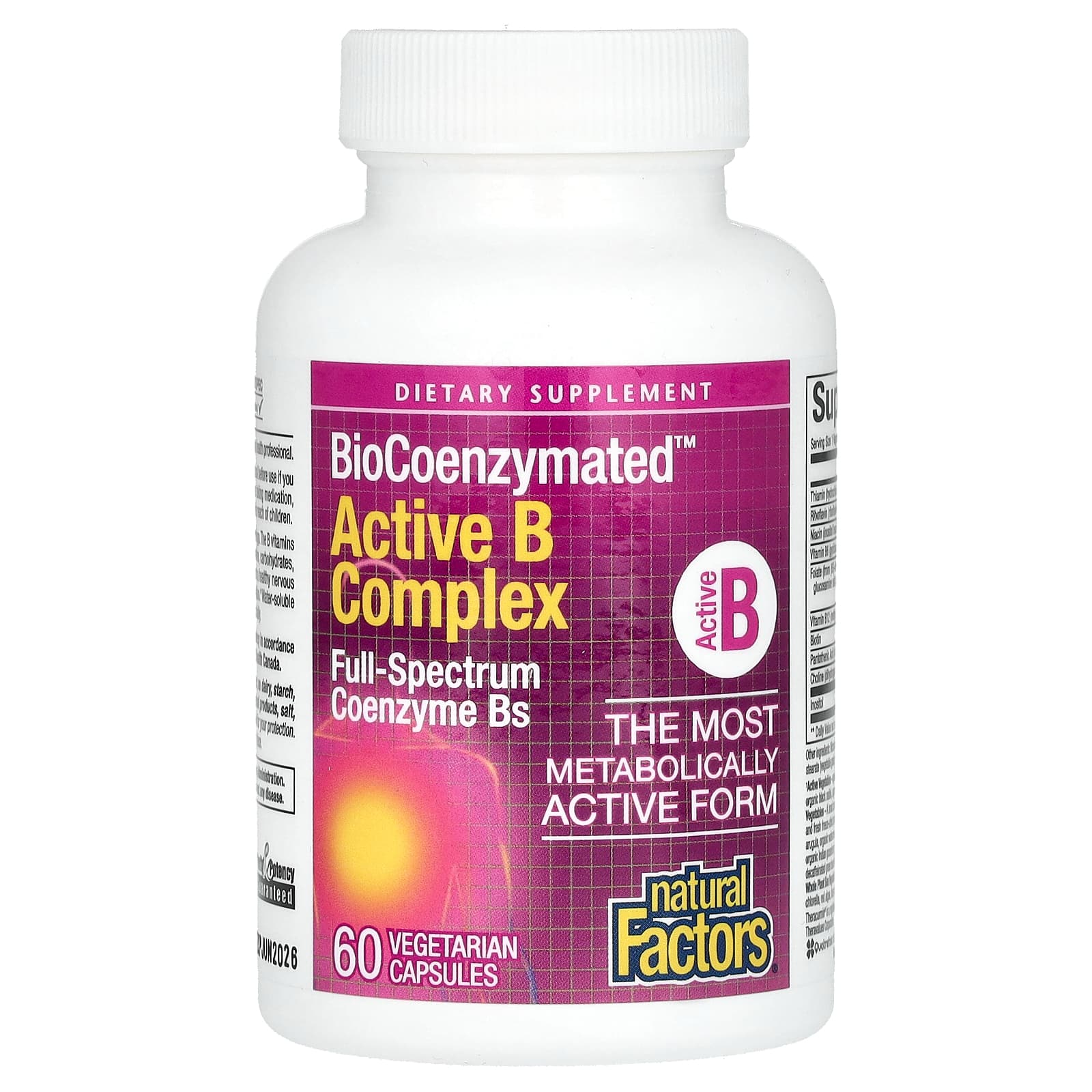 Natural Factors, BioCoenzymated, Active B Complex, 60 Vegetarian Capsules