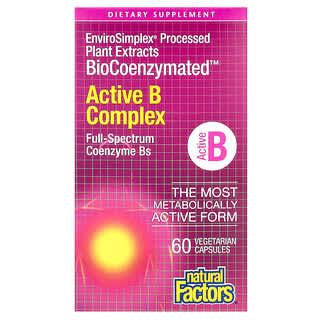 Natural Factors, BioCoenzymated, complesso attivo B, 60 capsule vegetariane