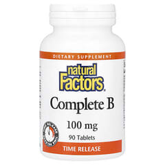 Natural Factors, Vitaminas B Completas, 100 Mg, 90 Comprimidos